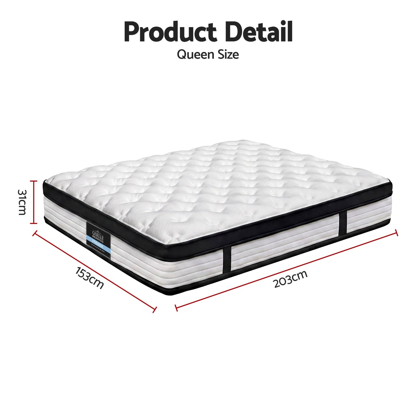 Giselle Bedding 31cm Mattress Euro Top Queen