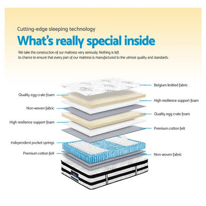 Giselle Bedding 34cm Mattress Euro Top Pocket Spring King